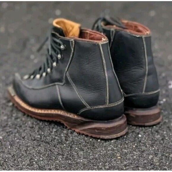 Vintage Swiss Size 9.5 RAICHLE Black Leather Telemark Ski Boots Gorpcore main image 6